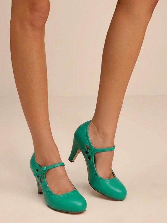 Chase + Chloe Shoes - Mary Jane Round Toe Pumps Ankle Strap Cutout High Heel Dress Shoes (KIMMY-21C)